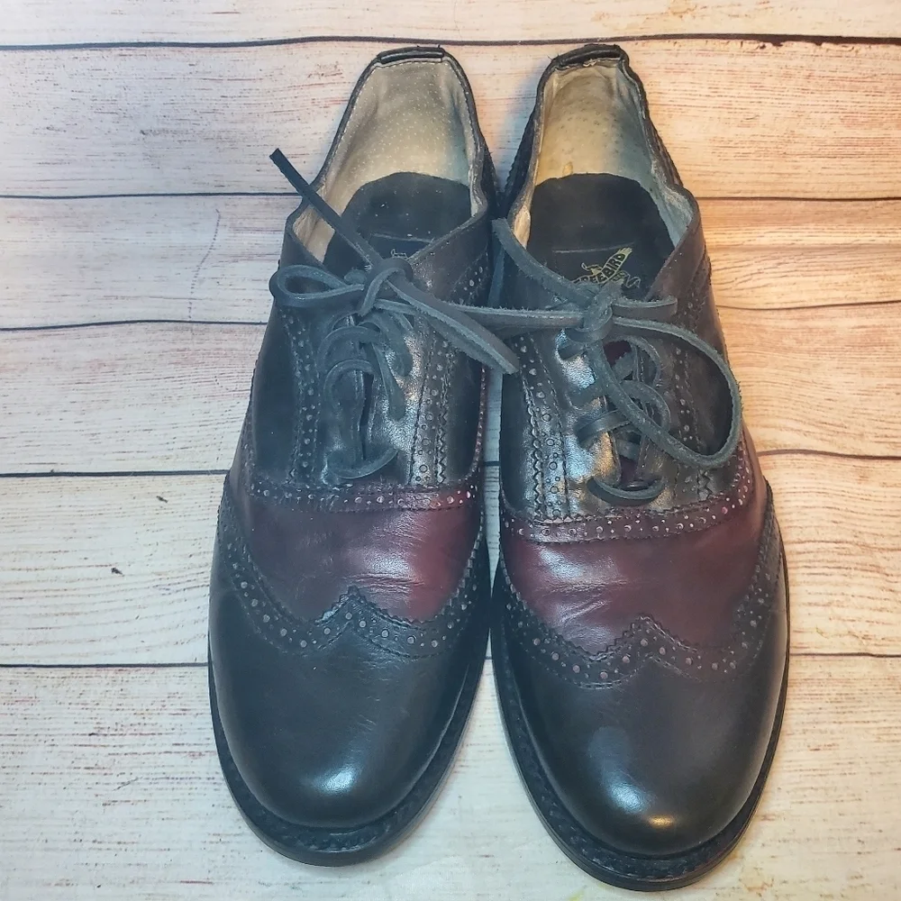 Freebird Mens Size 9 King Wingtip Oxford Black Burgundy Derby Dress Shoes